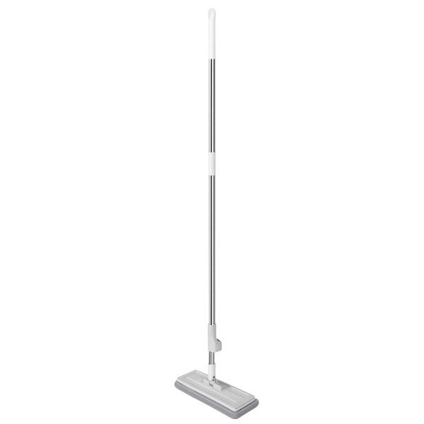 Premium 360 Rotating Flat Mop with Pad &amp; Stainless Steel Handle - White