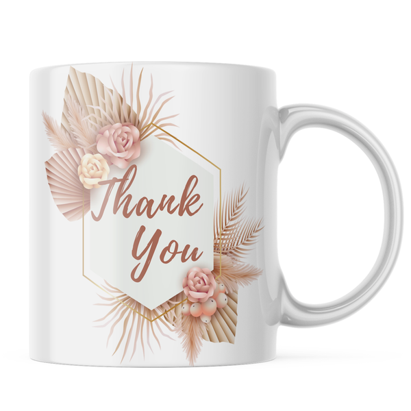 Ceramic Thank You Classy Flowers Mug - White - 11-Ounces