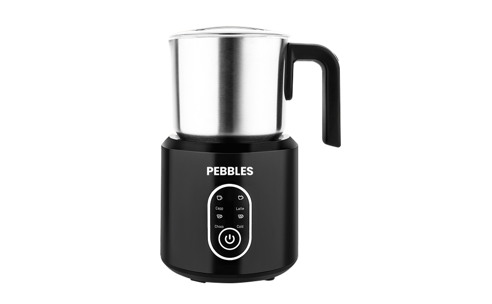 PEBBLES 4 in 1 milk frother foamer, warm and cold foam-Stainless and black