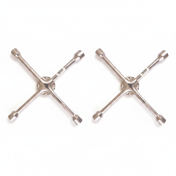 Deamark Reinforced Cross Wheel Spanner 17mm x 19mm, 21mm x 23mm - 2 Pack
