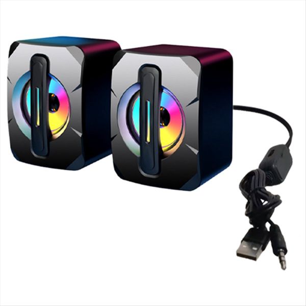 2 Pcs Speaker Usb Subwoofer Light Emitting Mini Computer Speaker