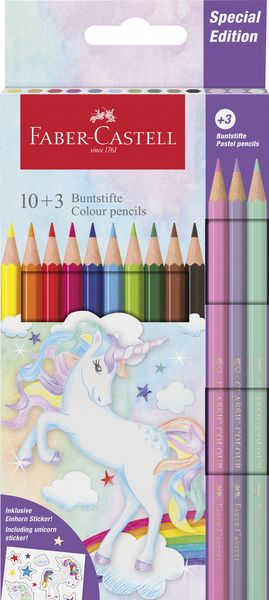 Classic Colour Colour Pencil Unicorn 10+3, Cardboard Wallet Of 13