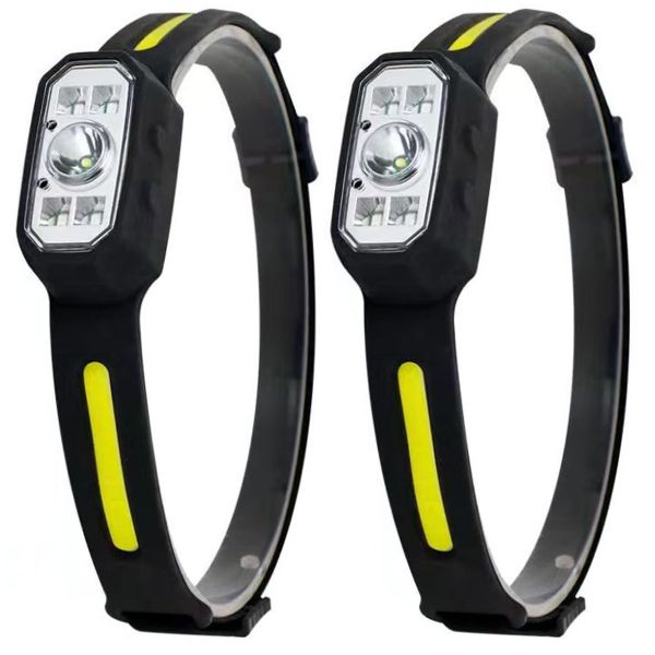 Rechargeable Head Lamp LED HeadLamps with Dual-Color Strip-2pack