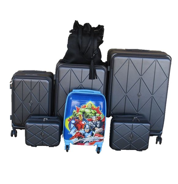 5-Piece PP Luggage Set(2 Toiletry Case)with Avengers Kids Case, Ladies' Bag