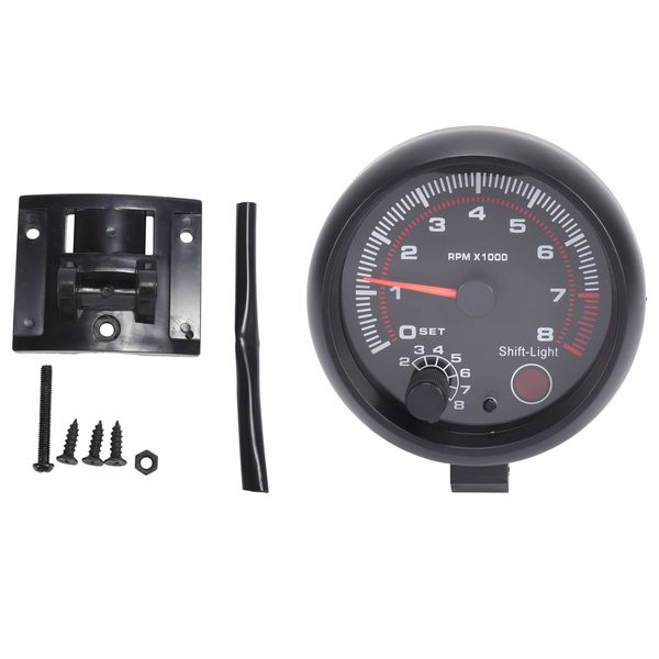 3 75 Inch 12V White Led Backlit Tachometer Gauge With Red Shift Light