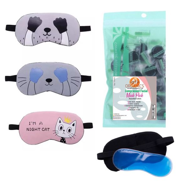 Pack of 3 Gel Eye Mask Cool/Warm Therapy With 10 Compressed Facial Masks