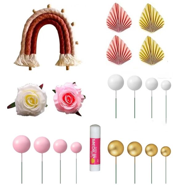 Cake Decorating Flower &amp; Rainbow Theme Cake Topper &amp; with Added Lip Balm