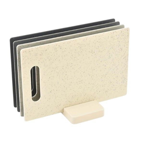 4 Piece Cutting Board Set with Stand - Monochrome