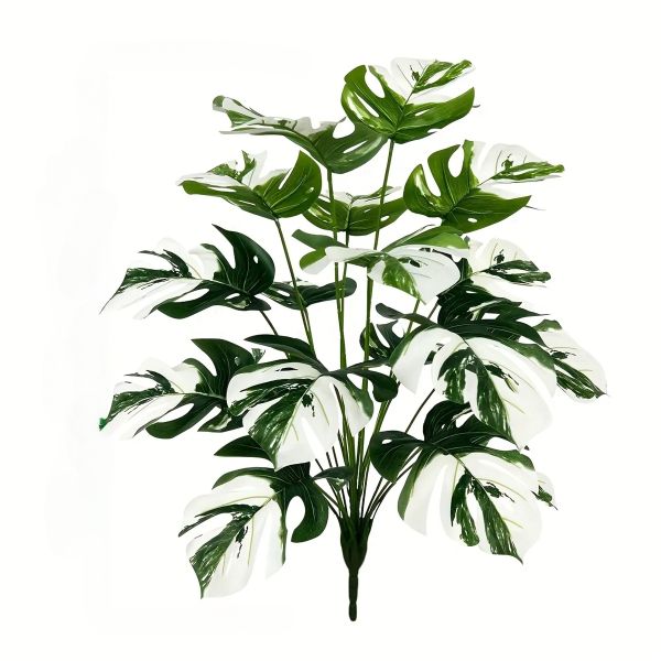 1Piece 73cm Without Pot Artificial Green Plant Monstera White Striped Leaf