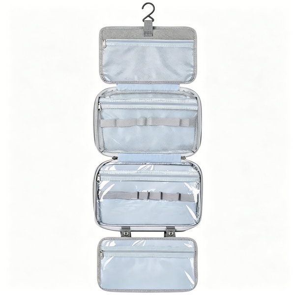 Portable Toiletry Bag with Separate Wet and Dry Compartments