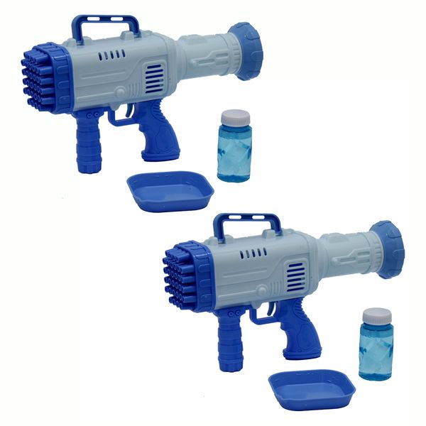 Bazooka Bubble Gun - Bubble Maker Machine - Blue - 3 Pack Combo