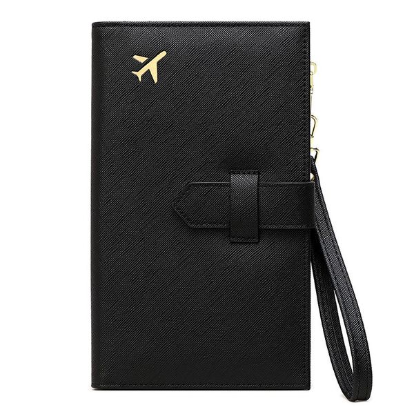 RFID-Blocking Passport Holder with Zipper - Black