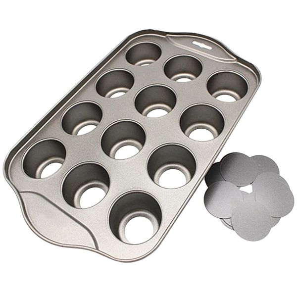 Kitchen 12 Grid Baking Cake Tray Cheesecake Cups Non-Stick Cupcake Baking P