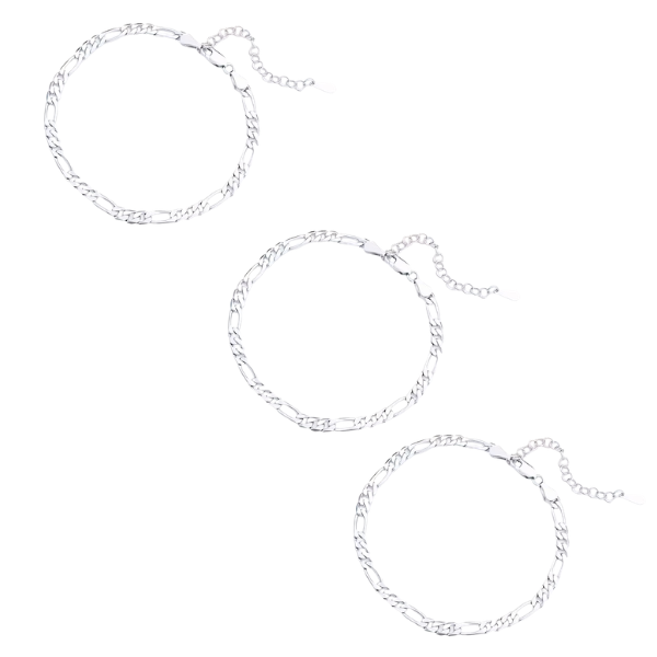 Stainless Steel Ankle Chain Set - 3-Piece