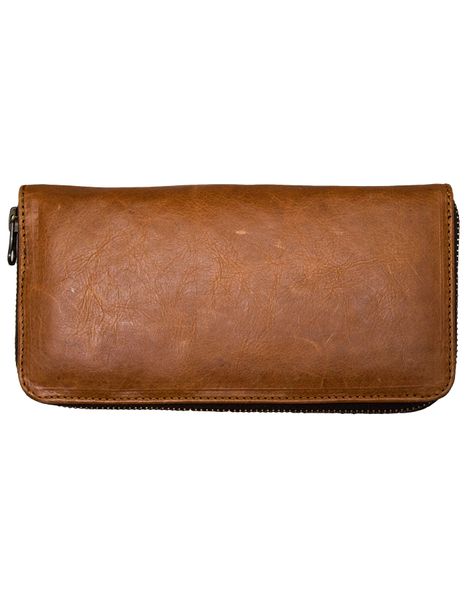 Luvsa LS-HB851 Full Grain Leather All in 1 Purse with Cellphone Pouch - Tan