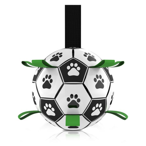 Interactive Dog Toys Outdoor Training Soccer Chewable Ball with Grab Tabs
