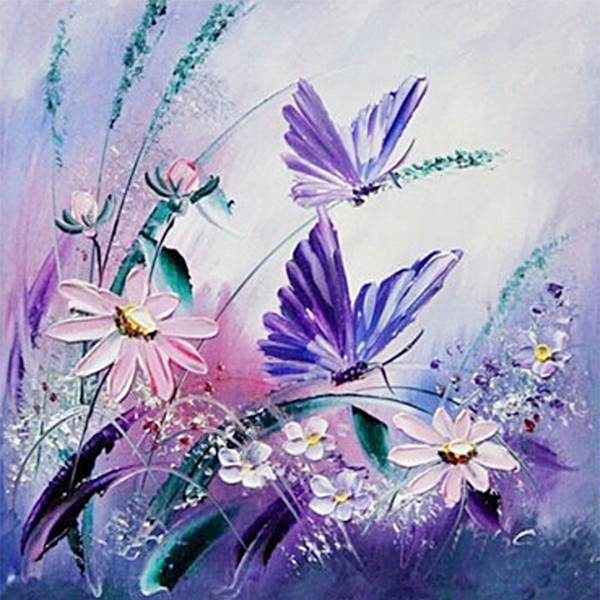 Diamond Painting - Purple Butterflies - Round