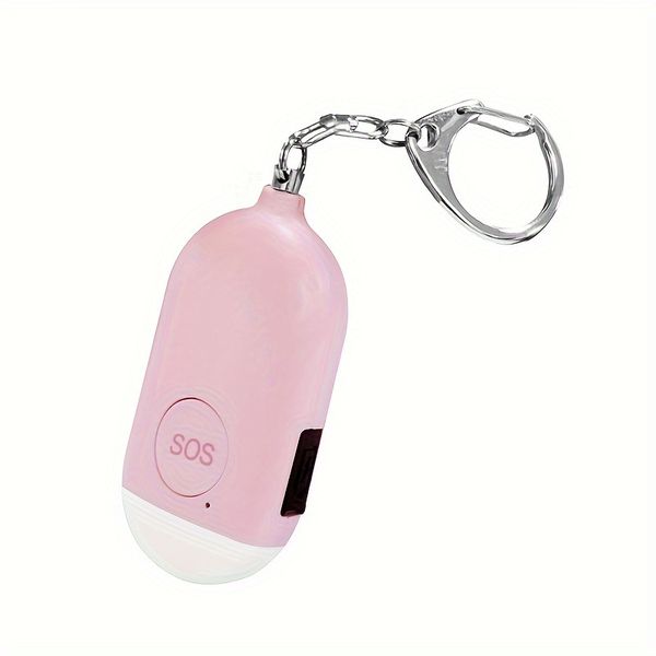 USB Rechargeable 130DB Keychain Safety Alarm With Led Light- Pink