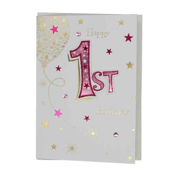 Happy 1st Birthday card - Girl