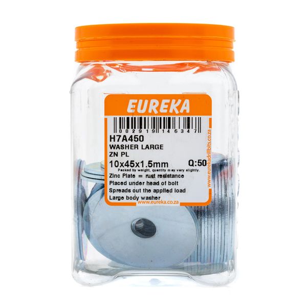 EUREKA Large Body Washer Zinc Plated 10 x 45 x 1.5mm Q:50 H7A450