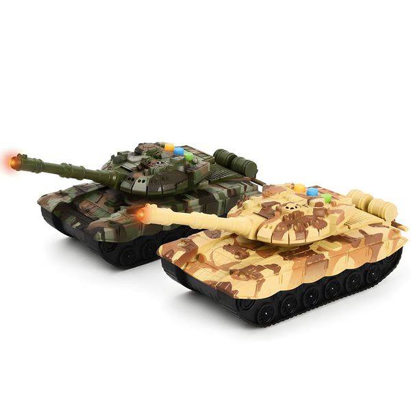 2Pcs Kids Light-Up Military Armored Tank Toy In 2 Camo Colors