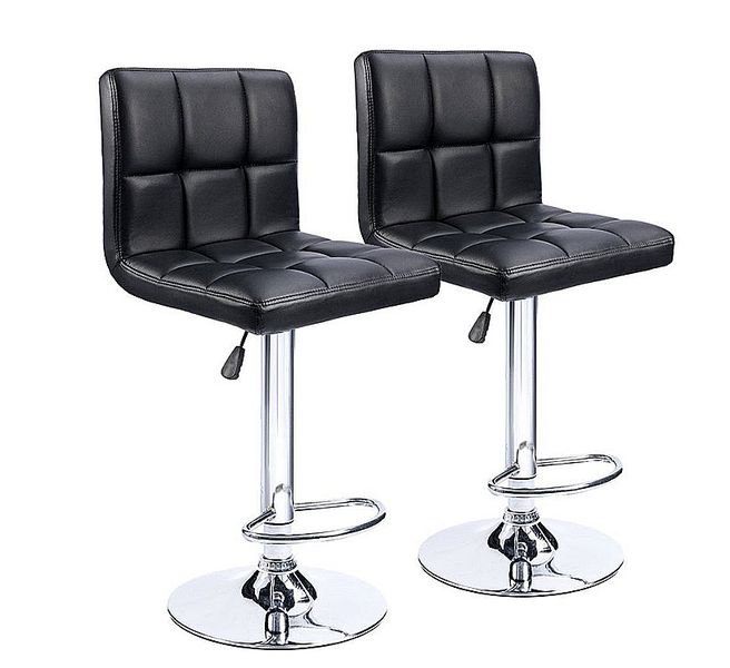 Soft Leather Bar Stools - Kitchen Counter Chairs - Set of 2