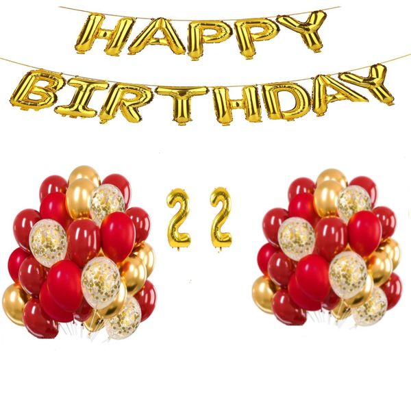 Red and Gold Balloon Set 22 years