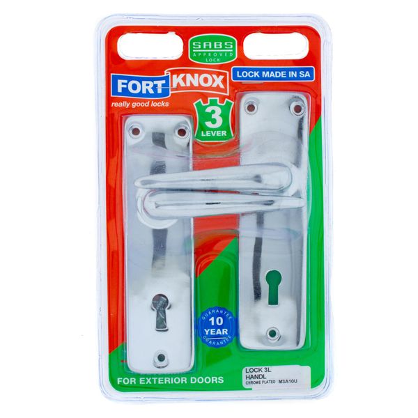 FORT KNOX 3-Lever Lockset Steel Lock Chrome Plated Handles Q:1 M3A10U