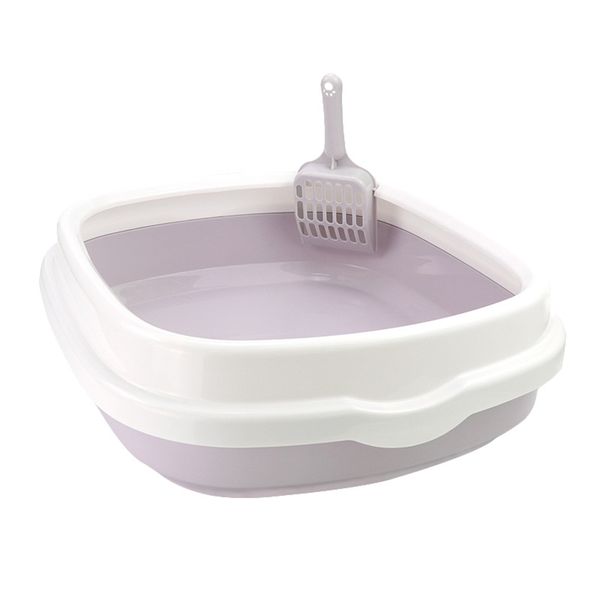 Large Cat Litter Box with Scoop Anti Splash Raised Edge Removable Open Top