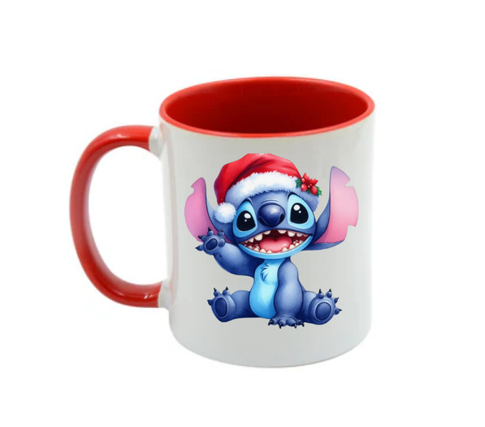 Stitch Christmas Mug - Two-Tone Red &amp; White Festive Christmas Mug