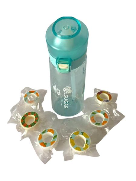 Flavor Infused Hydration Water Bottle with 6 Flavor Pods - Blue - 500 ml
