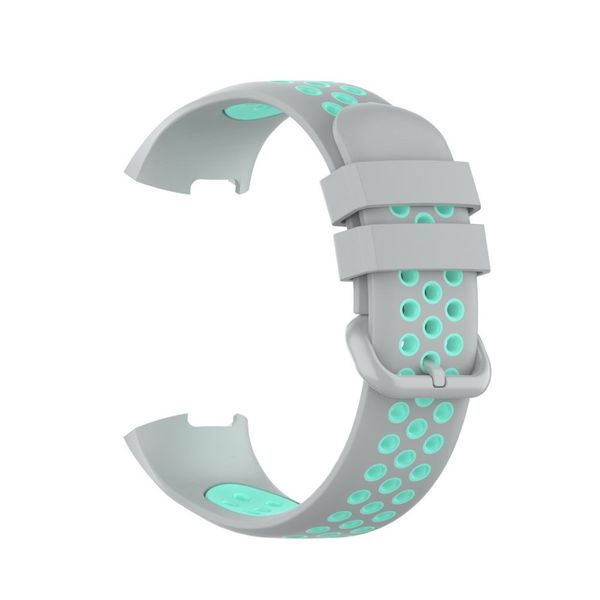 Breathable Silicone Strap Compatible with Fitbit Charge 3/4 - Grey &amp; Mint