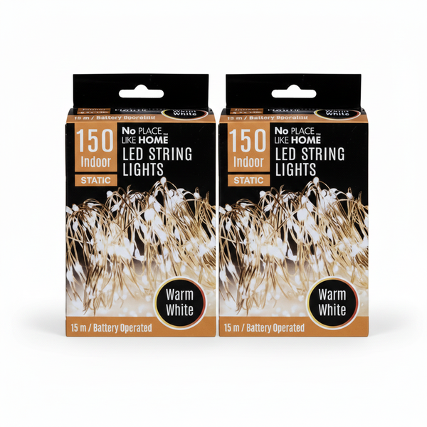 No Place Like Home Warm White LED String Lights 15m 150 Bulbs - 2 Pack