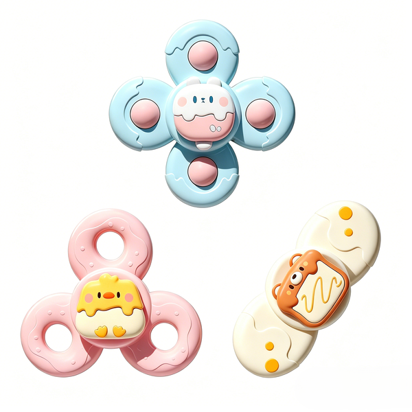 3 Pcs Baby Suction Cup Spinner Early Educational Toy