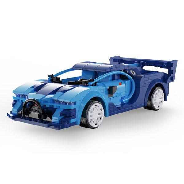 CaDA Tech R/C Blue Race Car - Bugatti Veyron - 325 Pieces - 20cm Long