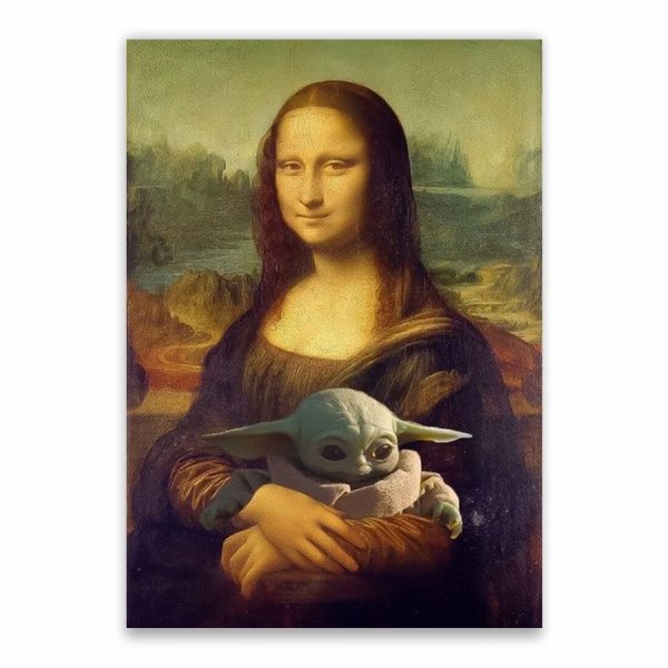 Mona Lisa And Baby Yoda Poster - A1