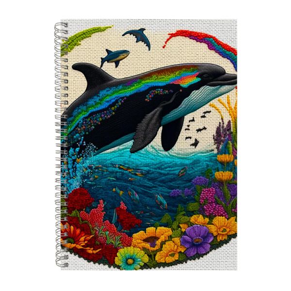 Embroidered KILLER WHALE1 Notebook Animal Gift Idea A4 Notepad Pad 101