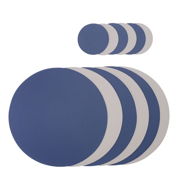 Placemats - Leather Faux - Blue and Grey
