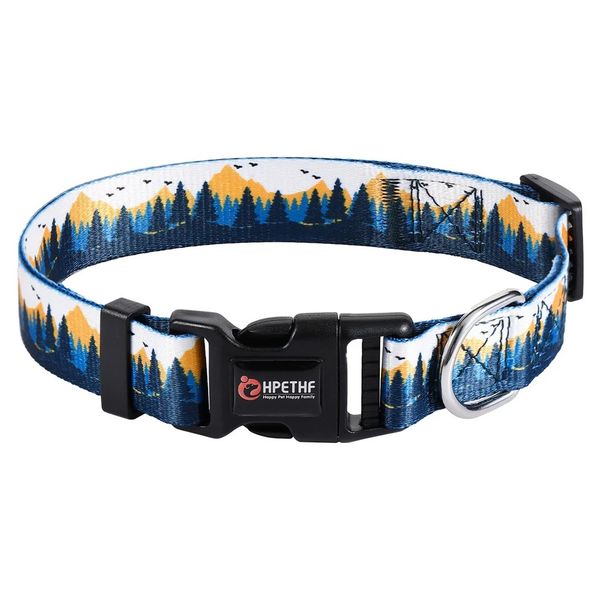 Size S Printed Pet Collars Nylon Adjustable Dog Collars Strong and Durable