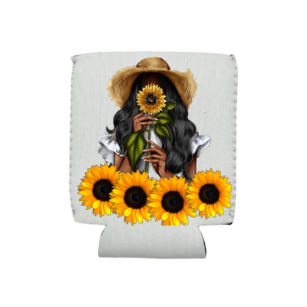 Sunflower Girl Printed Can Holder
