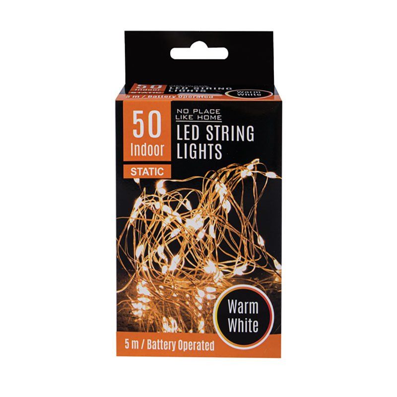 LED Fairy Lights 50 Lights Warm White Battery Operated 5m 8