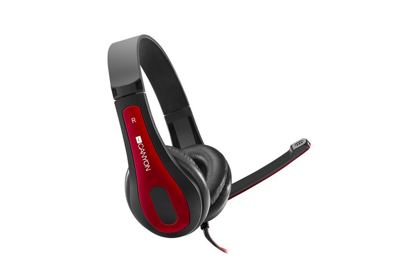 Canyon Wired PC Headset with Microphone - Black and Red