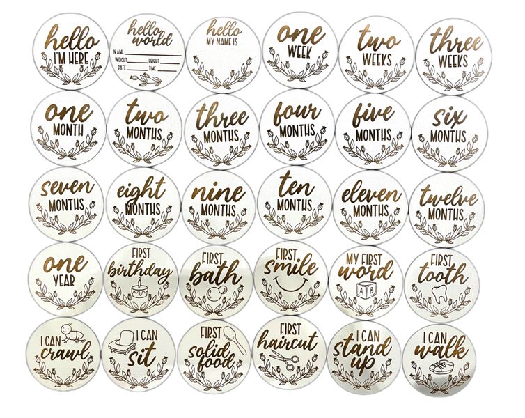 Baby 30x Milestone Cards Floral For Newborn Gift Baby Shower Made From Wood