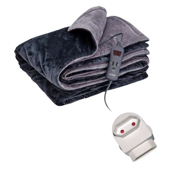Solac - Electric Throw Over Blanket - Single Bed (160cm x 120cm) &amp; Adapter