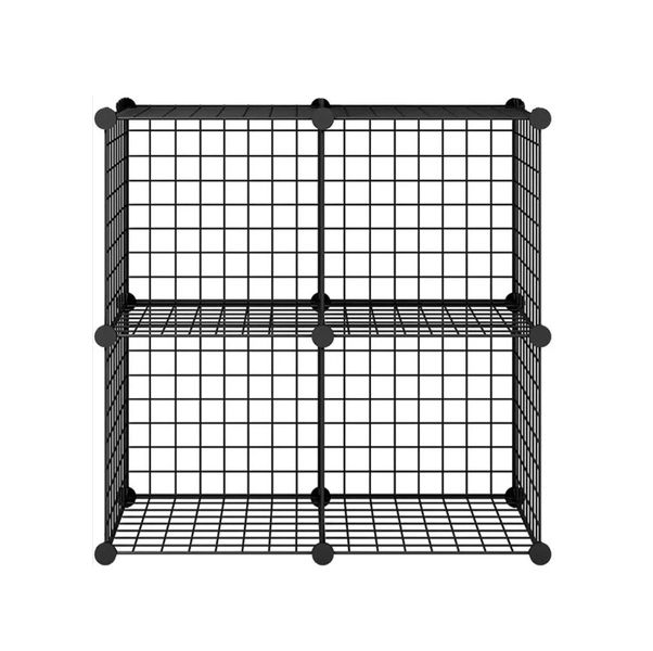 Storage Metal Wire Grid 4 Cube Home Bookcase Closet Shelve Mesh Organizer