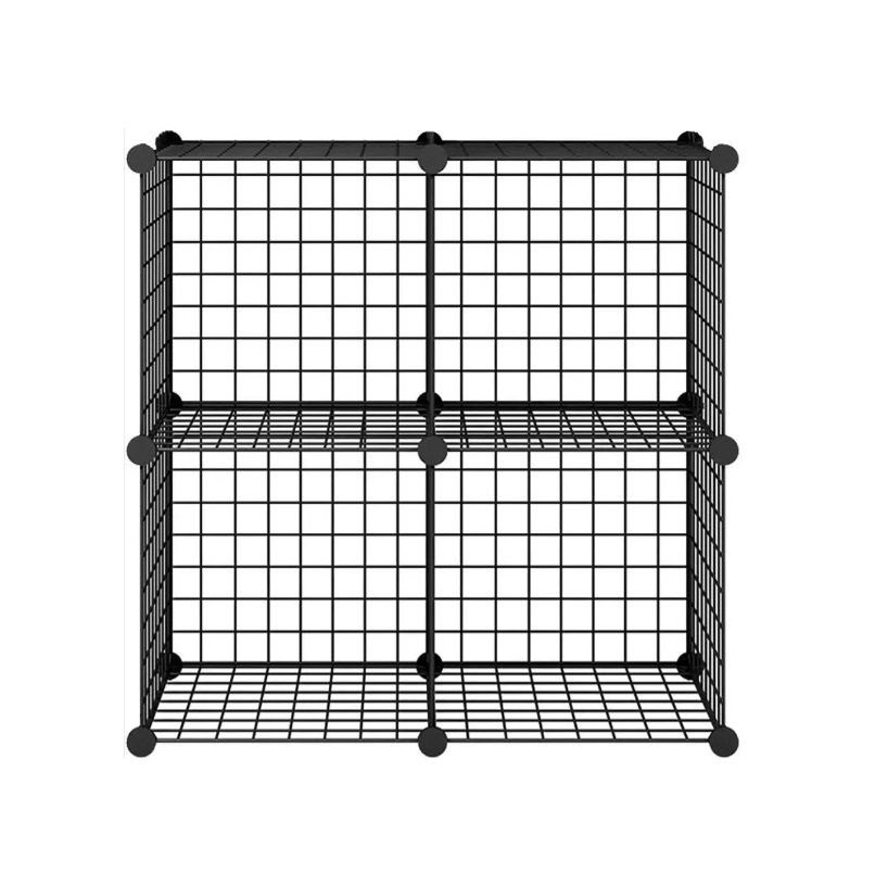 Storage Metal Wire Grid 4 Cube Home Bookcase Closet Shelve Mesh Organizer