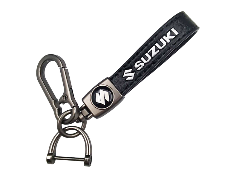 Suzuki Style Premium Leather &amp; Metal Keychain with Secure Hook