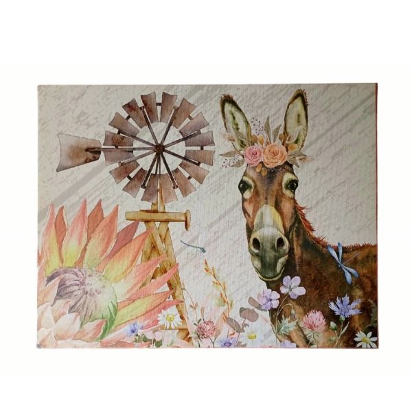 Lap Top Tray with Cushion Bottom - Donkey and Windmill Canvas picture