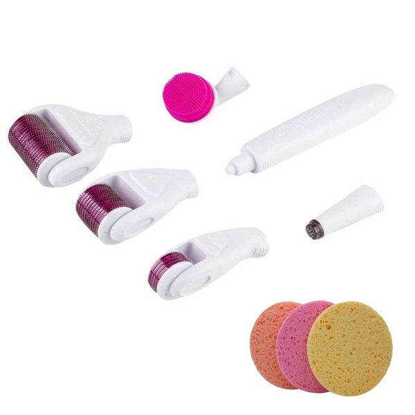 Optic 6 in 1 Micro Needle Acne Removal Kit Anti Aging &amp;3 Facial Sponges