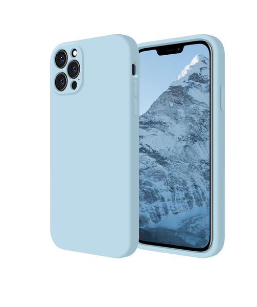 Liquid Silicone Back Case For Iphone 12pro Max -Skyblue